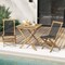 Costway 2/4 PCS Patio Folding Chairs with Woven Rope Seat & Back Indonesia Teak Wood for Porch Natural&Black